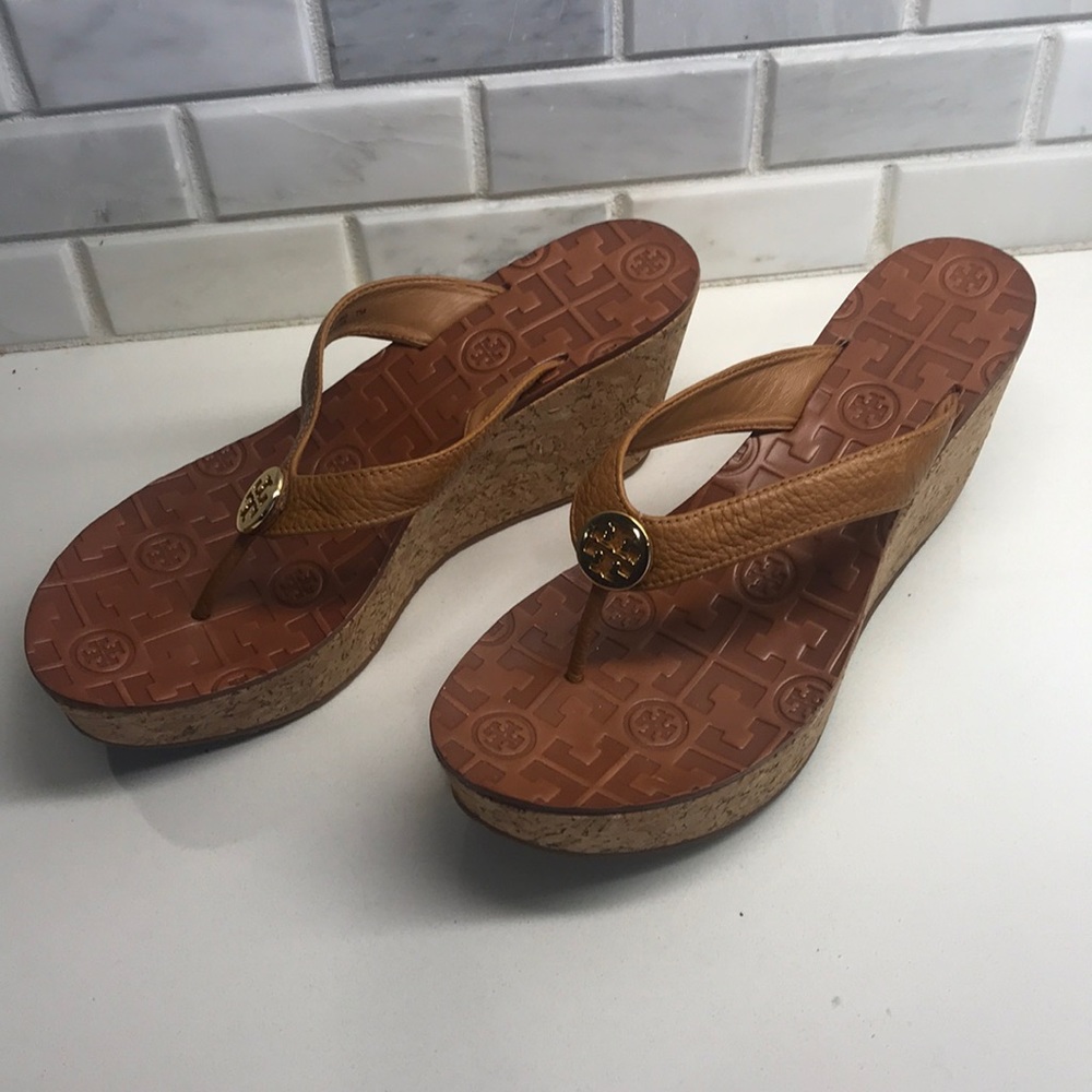 Tory Burch brown leather wedge